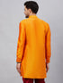 VASTRAMAY Men's Orange Silk Blend Curved Kurta