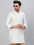 VASTRAMAY Men's White Silk Blend Curved Kurta