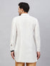 VASTRAMAY Men's White Silk Blend Curved Kurta