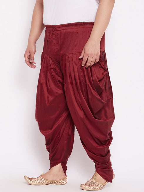 Men's Plus Size Maroon Solid Dhoti Pants