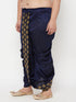 Men's Plus Size Navy Blue Cotton Blend Embroidered Traditional Dhoti