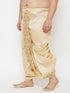 Men's Plus Size Gold Cotton Blend Embroidered Traditional Dhoti