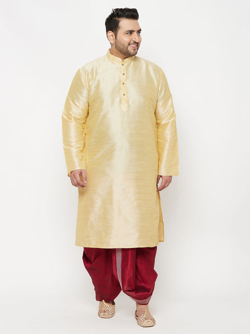 Men's Plus Size Maroon Cotton Blend Thread Work Traditional Dhoti