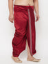 Men's Plus Size Maroon Cotton Blend Thread Work Traditional Dhoti