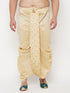 Men's Plus Size Gold Cotton Blend Embroidered Traditional Dhoti