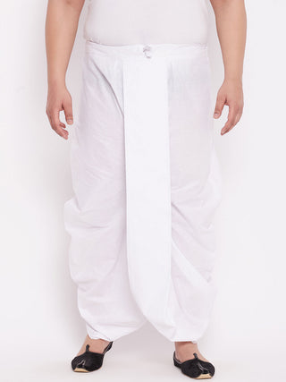 Vastramay Men's Plus Size Pure Cotton White Traditional Dhoti