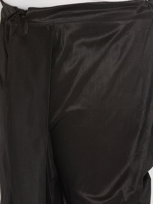 Men's Plus Size Black Cotton Blend Solid Traditional Dhoti
