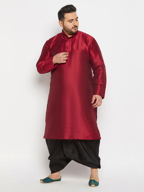 Men's Plus Size Black Cotton Blend Solid Traditional Dhoti