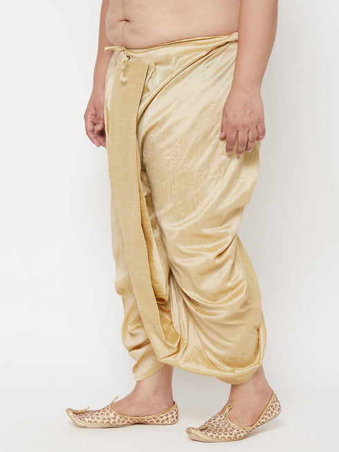 Men's Plus Size Gold Cotton Blend Solid Traditional Dhoti