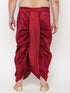 Men's Plus Size Maroon Cotton Blend Solid Traditional Dhoti