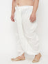 Men's Plus Size White Cotton Blend Solid Traditional Dhoti