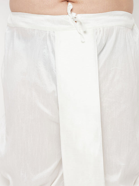 Men's Plus Size White Cotton Blend Solid Traditional Dhoti