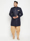 Men's Plus Size Navy Blue Slim Fit Sherwani Set