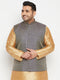 Men's Plus Size Blue Woven Nehru Jacket