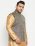 Men's Plus Size Blue Woven Nehru Jacket