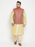 Men's Plus Size Maroon Woven Nehru Jacket