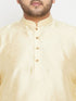 Men's Plus Size Gold And Maroon Silk Blend Jacket Kurta Dhoti Pant Set