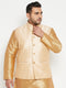 Men's Plus Size Gold Zari Weaved Nehru Jacket
