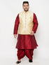 Plus Men's Gold Zari Weaved Nehru Jacket With Kurta Dhoti Set
