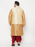 Plus Men's Gold Zari Weaved Nehru Jacket With Kurta Dhoti Set