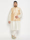 Plus Size Men's Gold Zari Weaved Kurta Pant Set