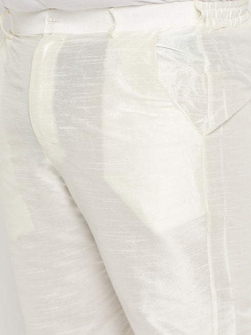 Plus Size Men's Gold Zari Weaved Kurta Pant Set