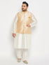 Plus Size Men's Gold Zari Weaved Kurta Pant Set