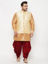 Men's Plus Size Gold Zari Weaved Nehru Jacket With Curved Kurta Dhoti Set