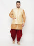 Men's Plus Size Gold Zari Weaved Nehru Jacket With Curved Kurta Dhoti Set