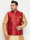 Men's Plus Size Maroon Zari Weaved Nehru Jacket