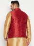 Men's Plus Size Maroon Zari Weaved Nehru Jacket