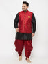 Men's Plus Size Gold Zari Weaved Nehru Jacket With Curved Kurta Dhoti Set