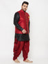Men's Plus Size Gold Zari Weaved Nehru Jacket With Curved Kurta Dhoti Set