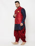 Men's Plus Size Gold Zari Weaved Nehru Jacket With Curved Kurta Dhoti Set