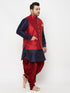 Men's Plus Size Gold Zari Weaved Nehru Jacket With Curved Kurta Dhoti Set
