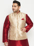 Vastramy Men's Plus Size Rose Gold Brocade Nehru Jacket