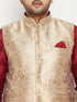Vastramy Men's Plus Size Rose Gold Brocade Nehru Jacket