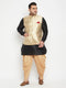 Men's Plus Size Rose Gold And Black Silk Blend Jacket Kurta Dhoti Pant Set
