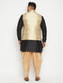 Men's Plus Size Rose Gold And Black Silk Blend Jacket Kurta Dhoti Pant Set