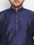 Men's Plus Size Rose Gold And Navy Blue Silk Blend Jacket Kurta Dhoti Pant Set