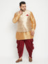 Men's Plus Size Rose Gold Brocade Silk Blend Jacket Kurta Dhoti Pant Set