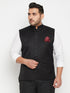 Vastramy Men's Plus Size Black Cotton Blend Nehru Jacket