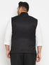 Vastramy Men's Plus Size Black Cotton Blend Nehru Jacket