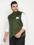 Men's Plus Size Green Cotton Blend Nehru Jacket