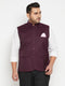Men's Plus Size Maroon Cotton Blend Nehru Jacket