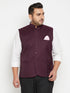 Men's Plus Size Maroon Cotton Blend Nehru Jacket