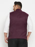Men's Plus Size Maroon Cotton Blend Nehru Jacket