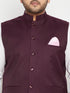 Men's Plus Size Maroon Cotton Blend Nehru Jacket