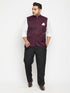 Men's Plus Size Maroon Cotton Blend Nehru Jacket
