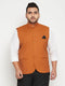 Men's Plus Size Orange Cotton Blend Nehru Jacket